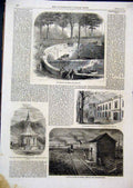 Old Antique Print Bear-Pit Switzerland 1861 Railway Station Georgia Eton 19th