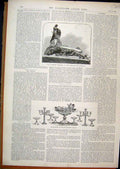 Original Old Antique Print Waterloo Memorial Brussels 1890 Major Clifford Probyn