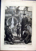 Original Old Antique Print 1881 Anniversery Traflagar Victory Portsmouth Ship