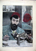 Original Old Antique Print Colour 1884 Portrait Signor Amendola Artsit Victorian