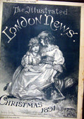 Original Old Antique Print 1891 Christmas Young Girls Hing Book Sitting 19th