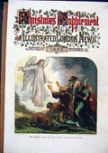 Original Old Antique Print 1855 Colour Christmas Shepherds Guardian Angel 19th