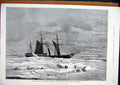 Original Old Antique Print Pandora Peels Strait 1875 Polar Regions Snow Ice Ship