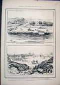 Old Antique Print 1885 War Soudan Merawi General Earl Camp Handar Sketch 19th