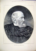 Original Old Antique Print 1882 Portrait Late John Linnell Artist 19th