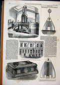 Original Old Antique Print 1858 Alarm Buoy Ice Machine Schomberg Fefuge Poor