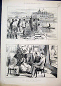 Original Old Antique Print 1884 War Soudan Baker Pasha Massowah Spies Sinkat