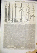 Old Antique Print 1861 Machinery Deap Sea Soundings Slip Hooks Slung Shot 19th