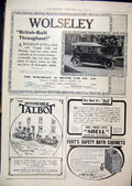 Old Antique Print 1911 Advert Wolseley Motor Car Talbot Shell Safety Bath 20th