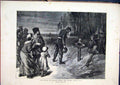 Original Old Antique Print 1871 Sketch Paris Families Grave Trees Country Scene