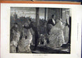 Original Old Antique Print 1873 Home Party Romance Goodnight Woman Men Victorian