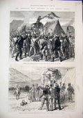 Original Old Antique Print 1881 Transvaal War Boers Camp Evelyn Wood Celebrate