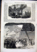 Original Old Antique Print 1866 Fire Candle Factory Plymouth Countess Percy Ship