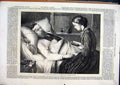 Original Old Antique Print Wounded Danish Sier Betrothed Reading Bed 1870 19th