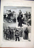 Original Old Antique Print 1882 War Egypt Bedouins Prisoners Camp Spy Horses