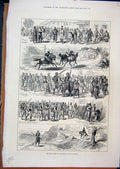Original Old Antique Print War Horses 1876 Volunteers Arrested Rifle Mountain