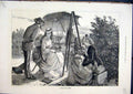 Old Antique Print 1872 Country Scene Woman Painting Artist Parasol Trees 19th