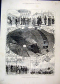 Original Old Antique Print Prince Wales Mersey Tunnel 1886 Central Station Lunch