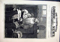 Original Old Antique Print 1883 Beard Man Reading Story Little Boy Sier 19th