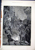 Old Antique Print Cholera Cairo People Leaving Boulak 1883 Horse Fine Art 19th