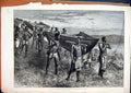 Original Old Antique Print 1875 Stanley Boat Livingstone Carried Overland Africa