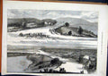 Original Old Antique Print 1875 Goodwood Races Views Course Horse Country Scene