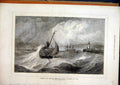 Old Antique Print Scarborough 1871 Fishing Boats Returning Harbour Storm 19th