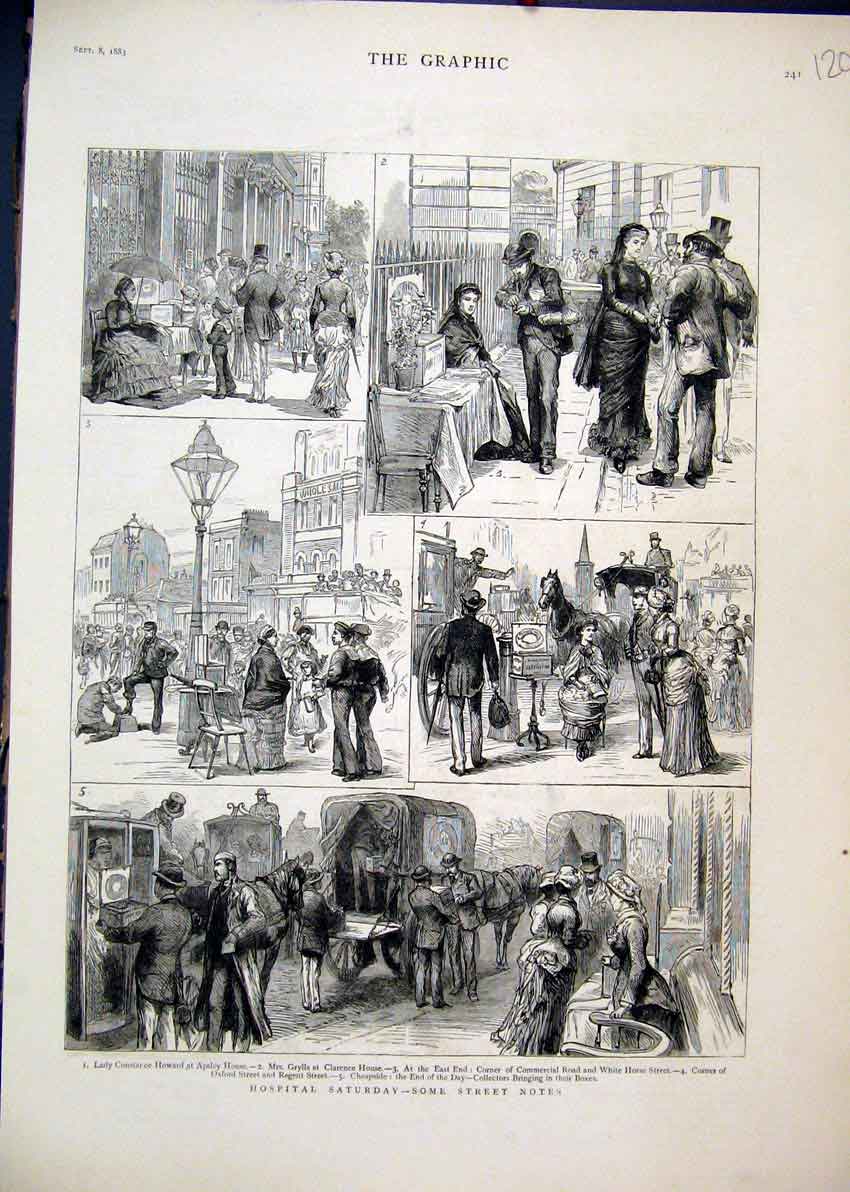 Original Old Antique Print Lady Constance Apsley House 1883 Oxford Street Regent