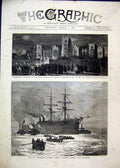 Original Old Antique Print Torchlight Procession Belfast1880 Australian Orient