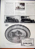 Original Old Antique Print 1911 Advert Dunlop Pneumatic Tyre Austin Motor Car