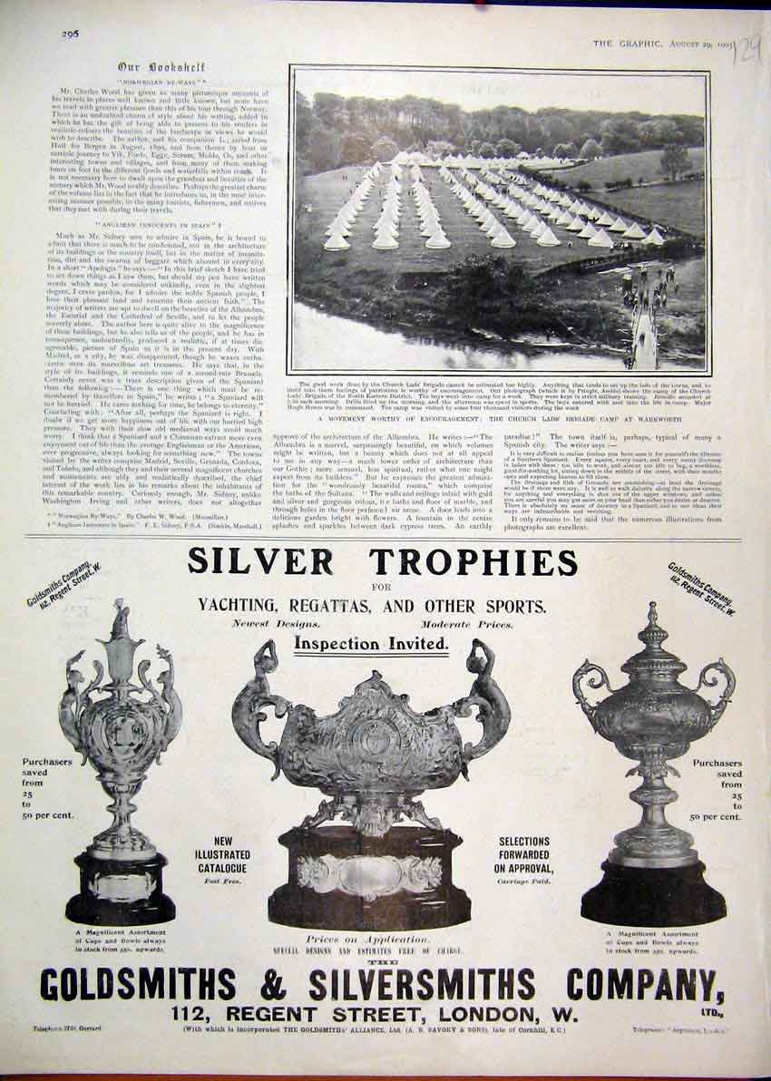 Original Old Antique Print Advert 1903 Gsmith Silversmith Company Cups Bowls