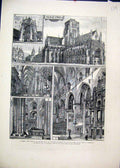 Old Antique Print 1872 Pauls Cathedral Chapter House Cloisters Tombs Nave 19th