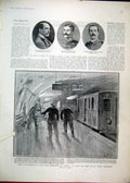Original Old Antique Print 1903 Underground Railway Disaster Paris Train Schiel