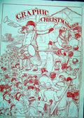 Original Old Antique Print 1878 Colour Christmas Music Celebration Families 19th