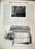 Old Antique Print 1897 Millar Loom Weft Carriers Sketch Photograph Thread 19th