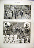Original Old Antique Print 1886 Freemason Brighton Prince Wales Duke Cambridge