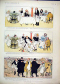 Original Old Antique Print 1897 Colour Half-Crown Dinner Weak-Kneed Table 19th