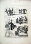 Old Antique Print 1879 International Regatta Ostend Captains Cabin Prince 19th