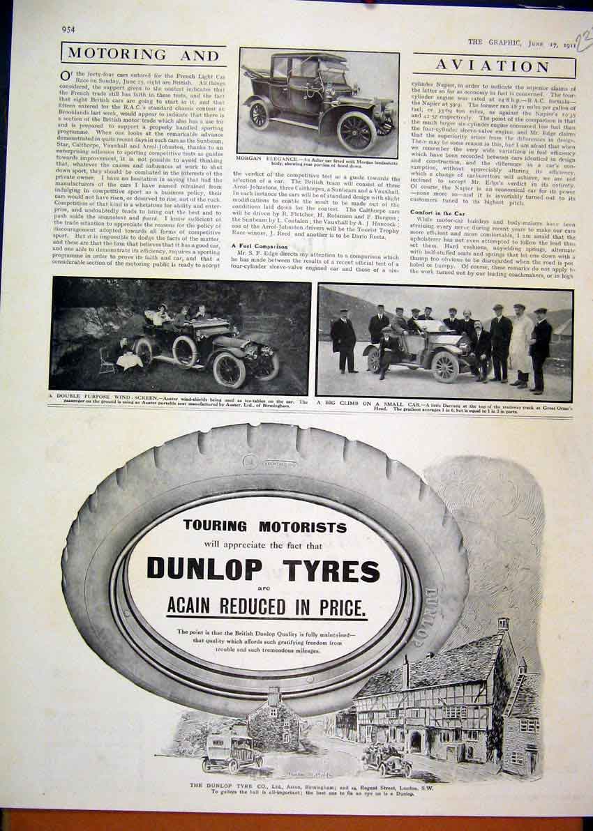 Old Antique Print Advert Wolseley Tool Motor Car 1914Rover Burghley House 20th