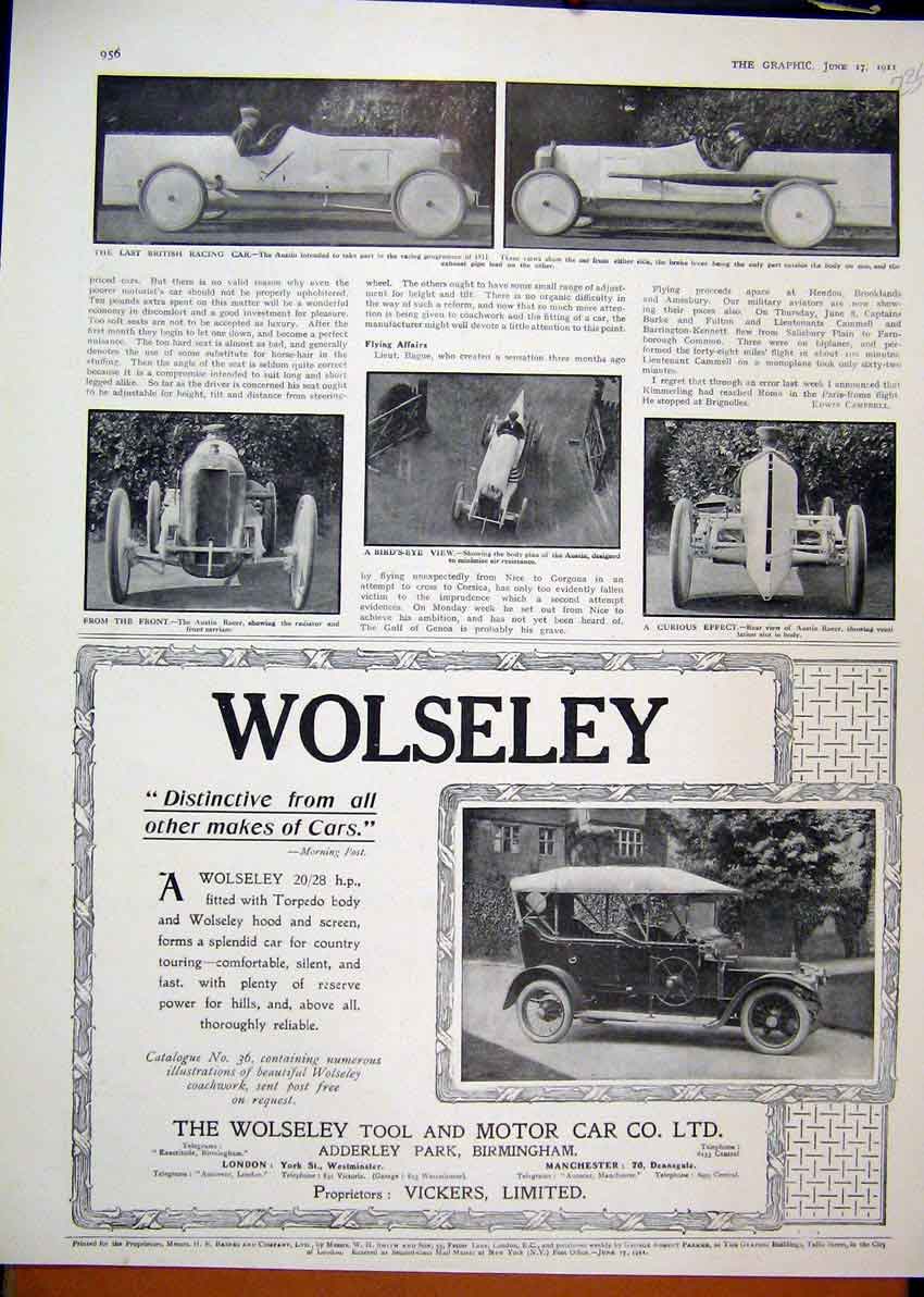 Old Antique Print 1911 Advert Dunlop Motor Car Tyre Morgan Adler Darracq 20th