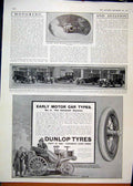 Original Old Antique Print 1912 Advert Dunlop Motor Car Tyres Canstatt Daimler