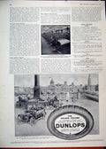Old Antique Print 1910 Advert Dunlop Tyres Car Nelson Column Woolen Cloth 20th