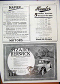 Original Old Antique Print 1913 Advert Sizaire Berwick Motor Car Napier Humber