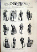 Old Antique Print 1882 Portrait Sketches House Commons Parliament Speaker 19th