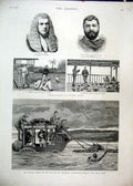 Original Old Antique Print Wilge River Horse Carriage 1887 Burma Sleigh GField