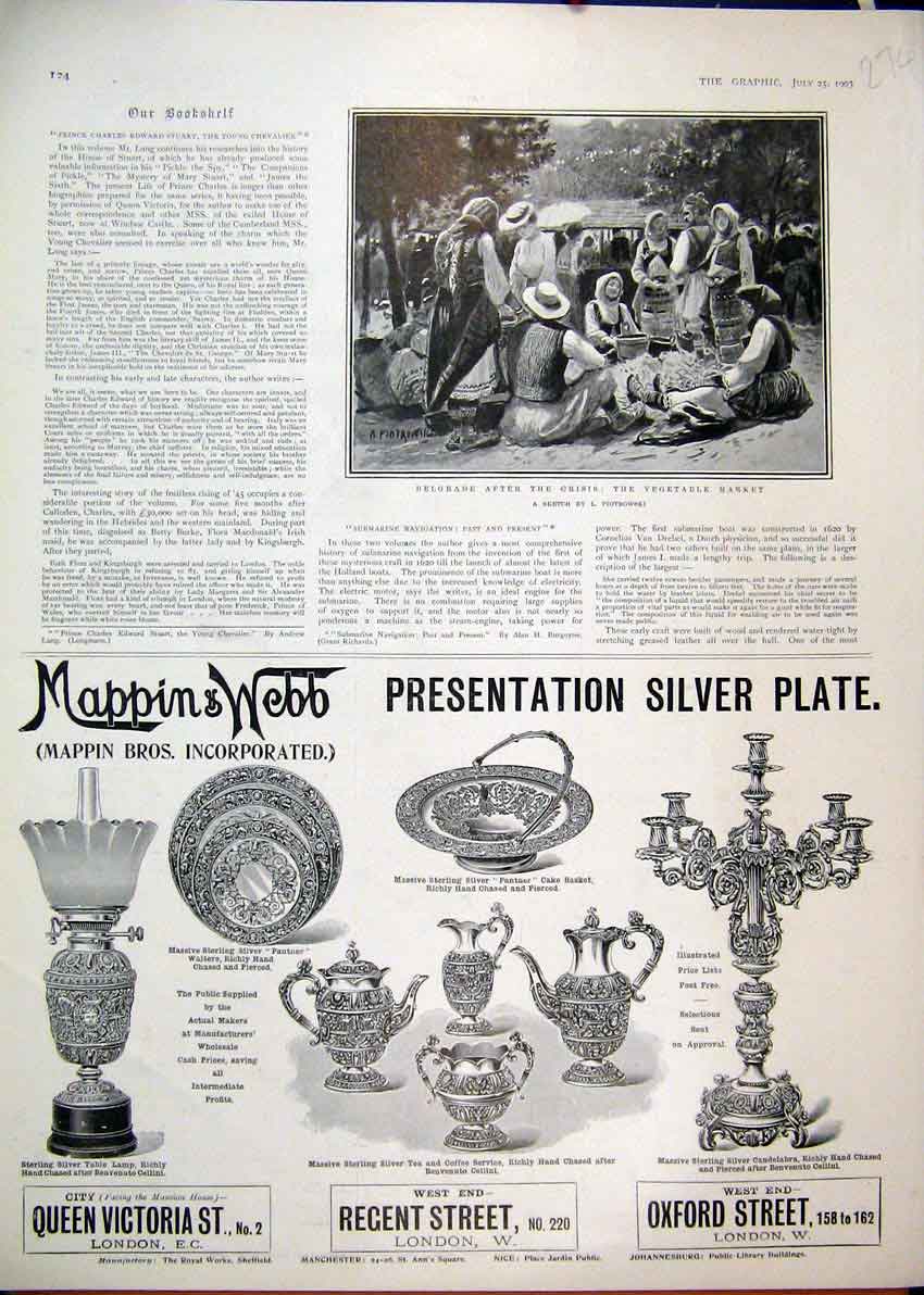 Old Antique Print 1903 Advert Mappin Web Silver Plate Candelabra Belgrade 20th