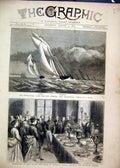 Old Antique Print 1874 Yacht Race Corinne Enchantress Squall Fruit Mayor 19th