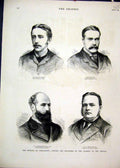 Original Old Antique Print 1882 Parliament Portraits Firth Fingall Wenlock Mover