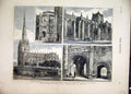 Original Old Antique Print 1874 British Archaeological Bristol Church Cathedral