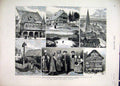 Original Old Antique Print 1882 Black Forest Merchants Hall Cathedral Freiburg